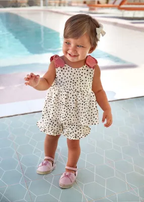 1228 - Baby girl Bambula shorts set - Chickpea