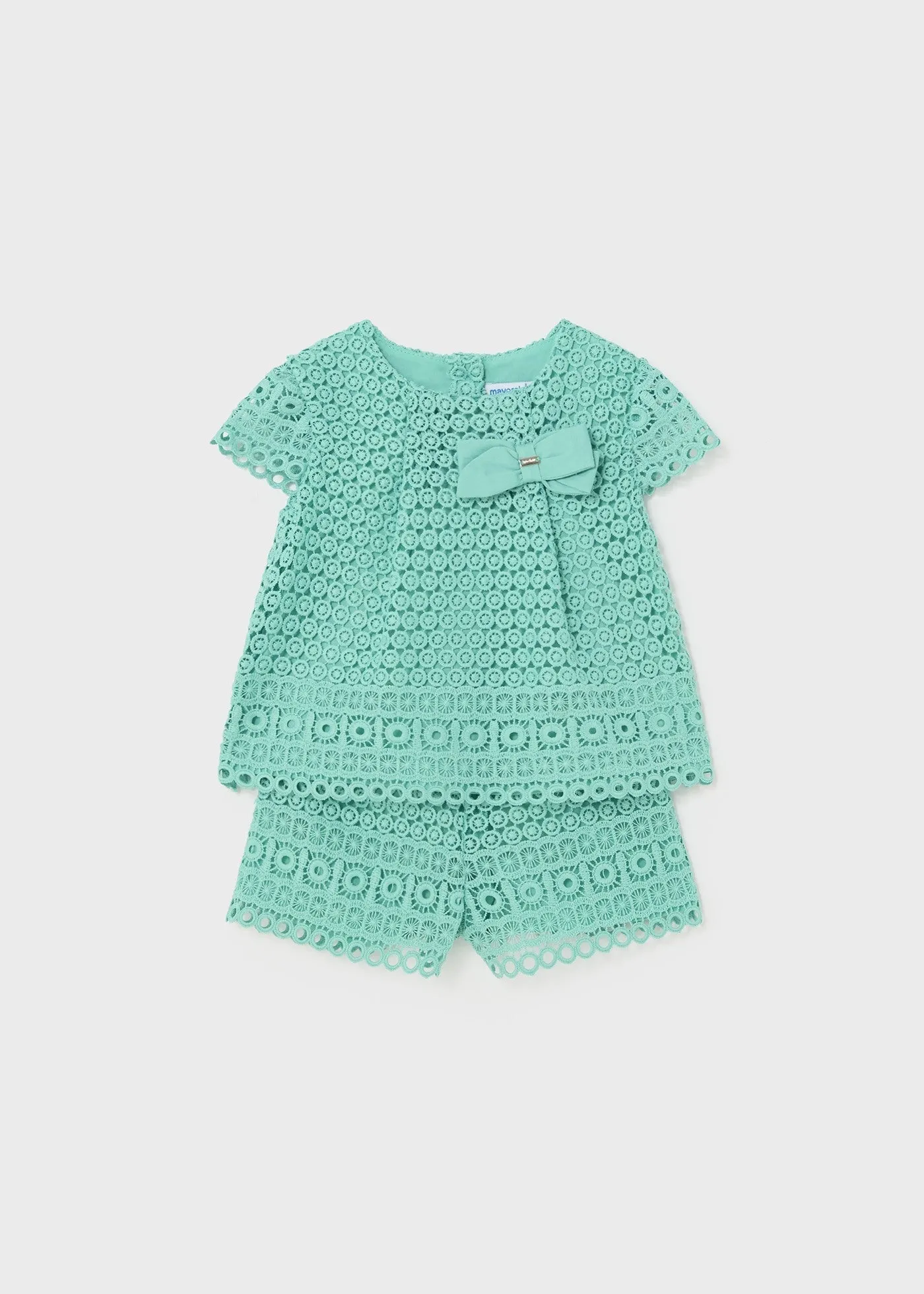 1233 - Crochet baby girl short set - Agate