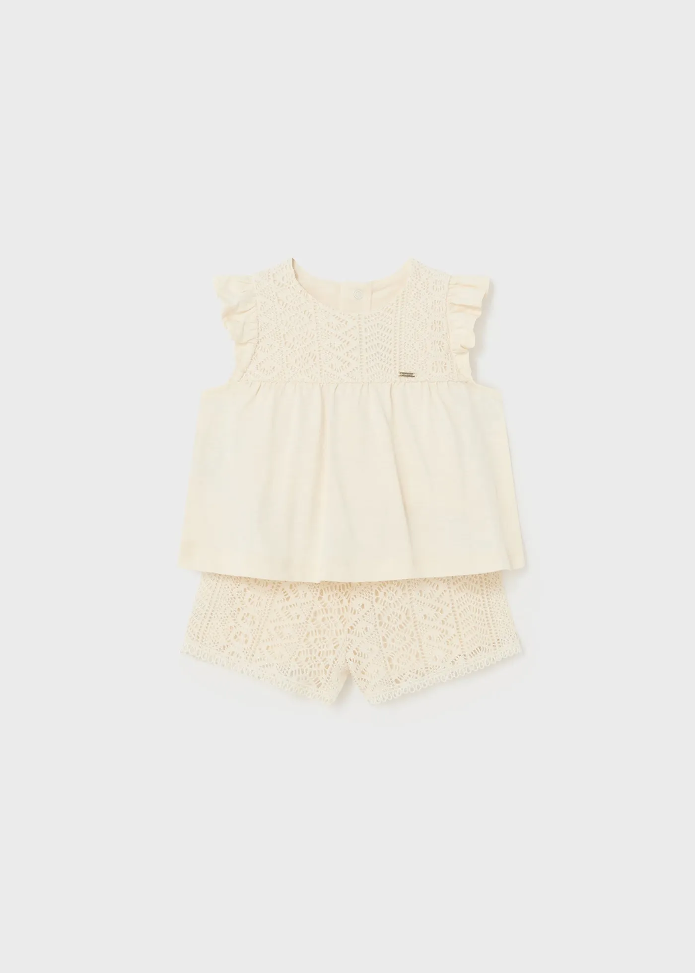 1235 - Baby girl short set - Guipure - Chickpea