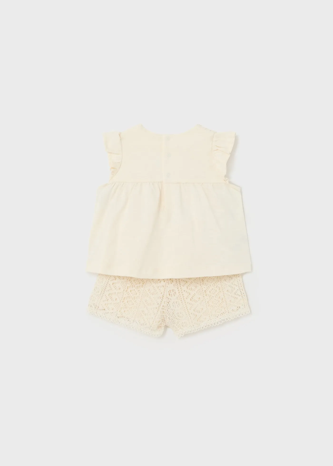 1235 - Baby girl short set - Guipure - Chickpea