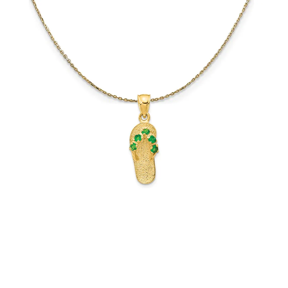 14k Yellow Gold May CZ Birthstone Flip Flop Necklace