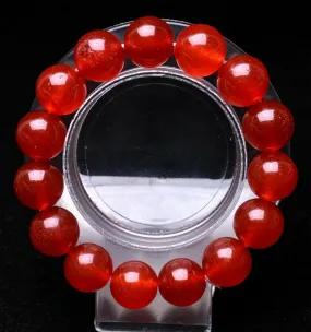 14mm Ruby Bracelet, Natural Red Round Bead