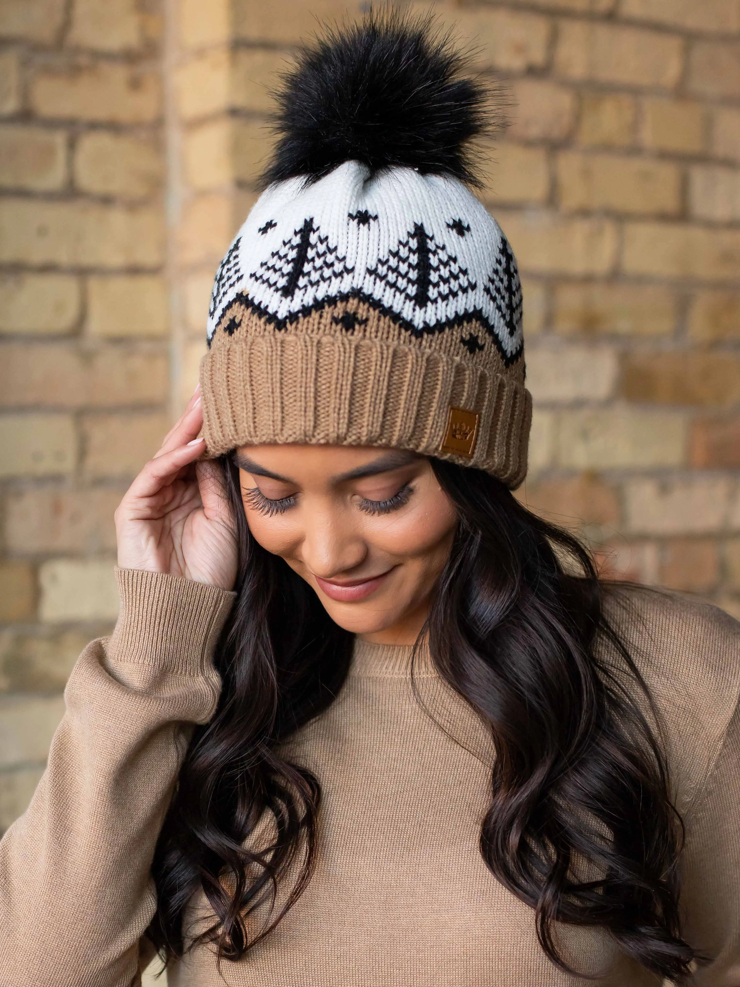 27 Fair Isle Pom Toque - Knitted Beanie Hat with Fair Isle Pattern and Pom Pom