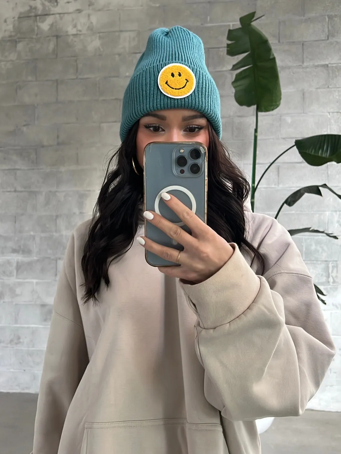 27 Smiley Patch Beanie