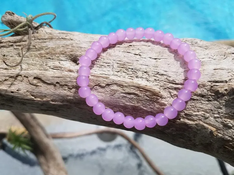 8mm Lavender Purple Jade Beads Bracelet