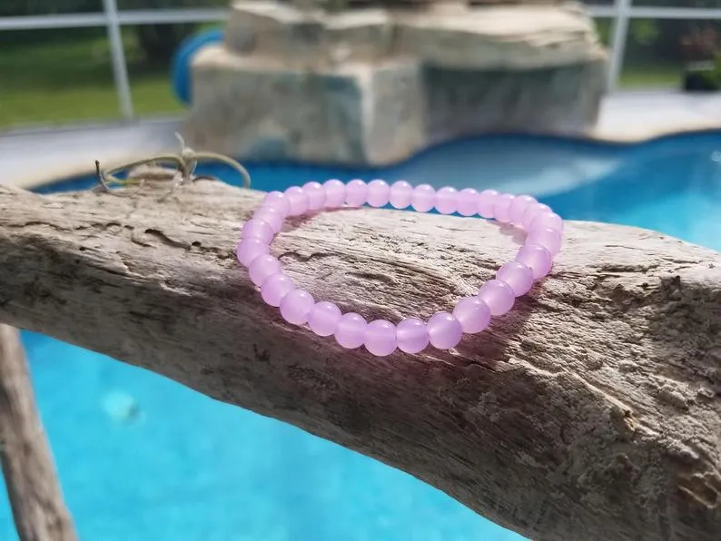 8mm Lavender Purple Jade Beads Bracelet