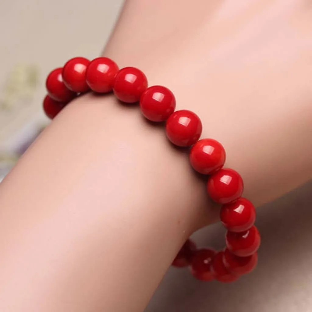 8mm Natural Red Bead Bracelet - Top Quality Red Bead Bracelet - Buy Now!