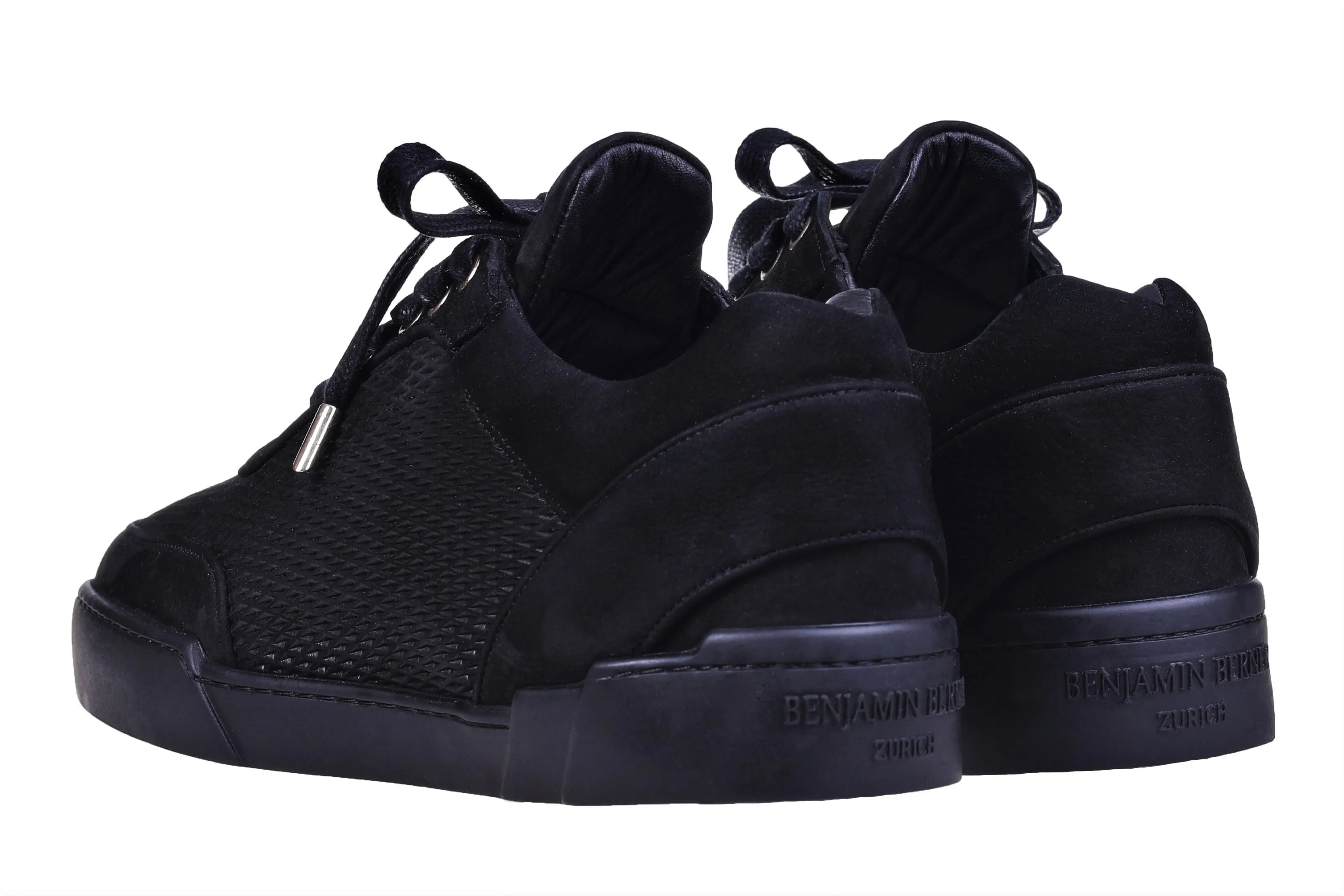 All Black Nubuck Low-Top Shoes