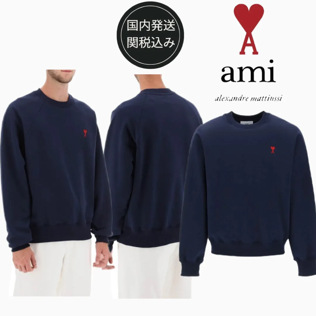 AMI PARIS | Unisex Street Style Long Sleeves Plain Logo - Shop Now