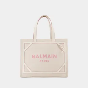 B-Army Medium Tote Bag - Balmain - Cream/Pink - Canvas