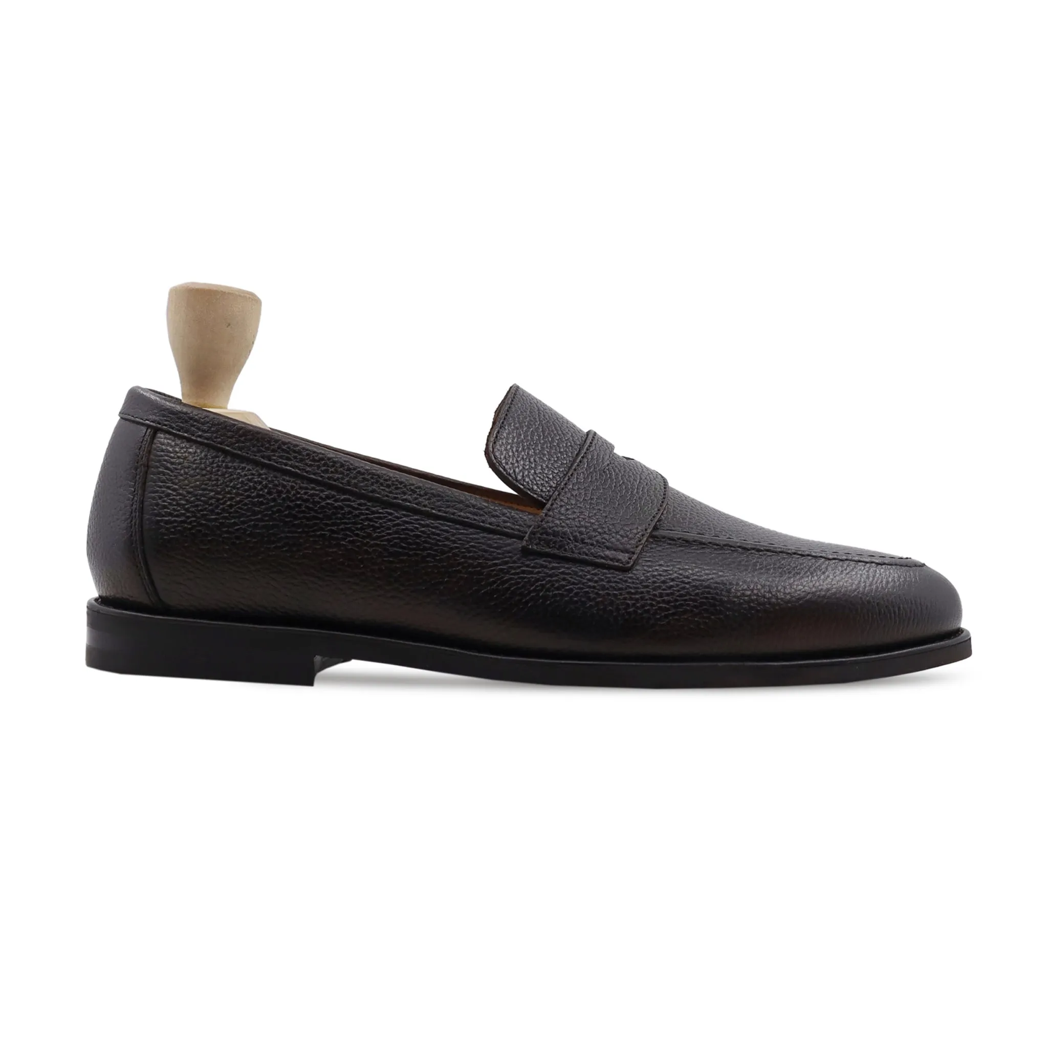 Barq dark brown pebble grain loafer