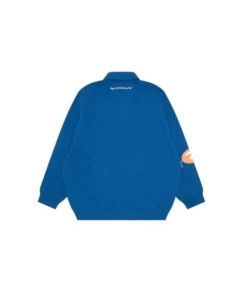 BATHING APE Crew Neck Long Sleeves Plain Cotton Logo - Street Style