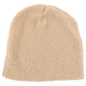 beige boucle knit toque hat