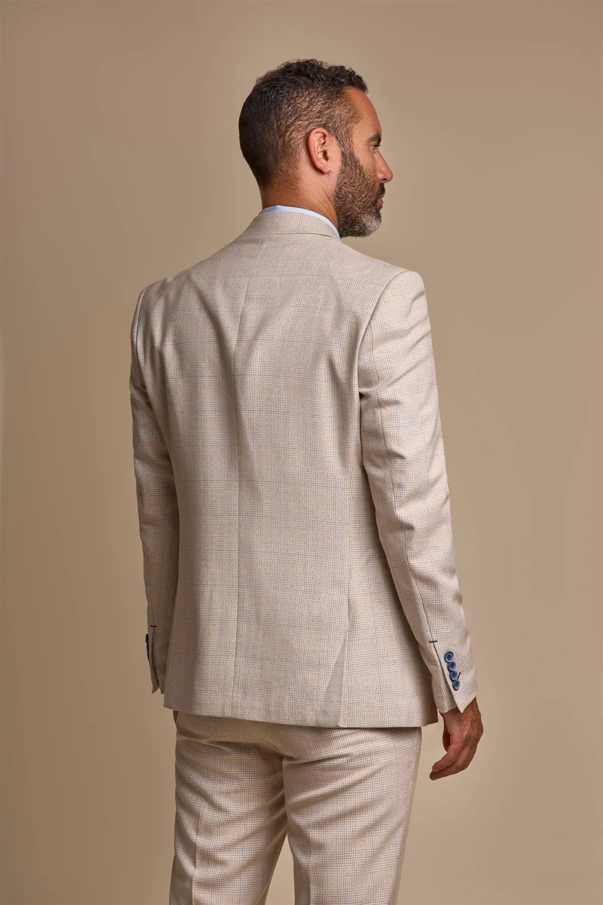 Beige Slim Fit Blazer by Caridi.