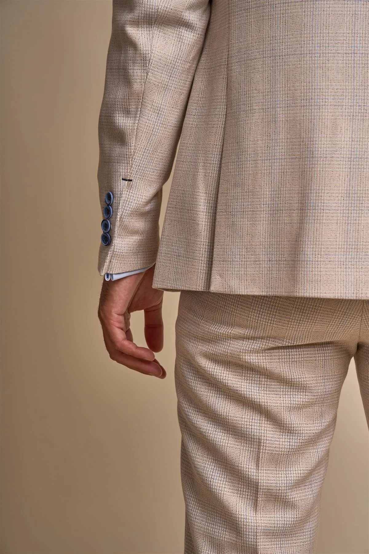 Beige Slim Fit Blazer by Caridi.