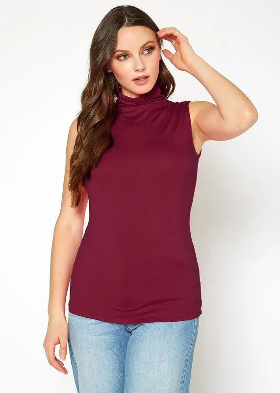 BELLATRIX Sleeveless High Neck Slim Fit Top