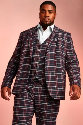 Big & Tall Skinny Fit Plaid Check Blazer