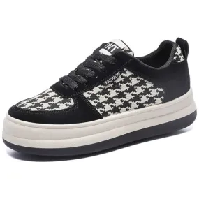 Black chidori pattern lace up shoe sneaker