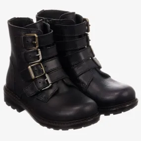 Black Leather Biker Boots