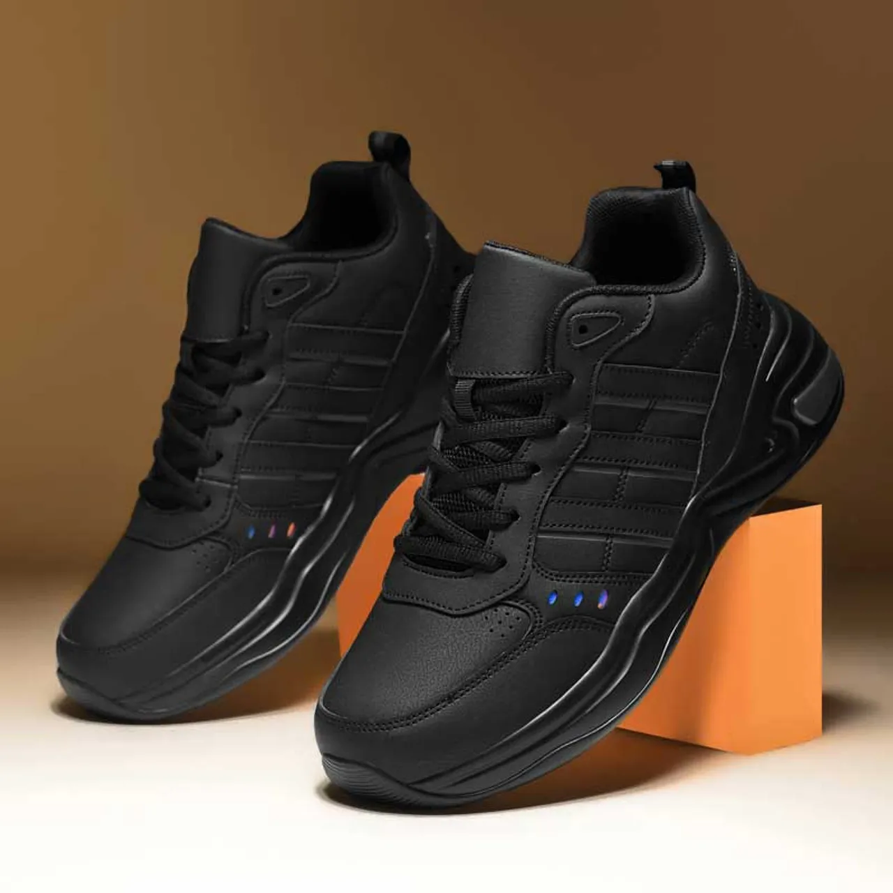 Black triple stripe sport shoe sneaker 2519