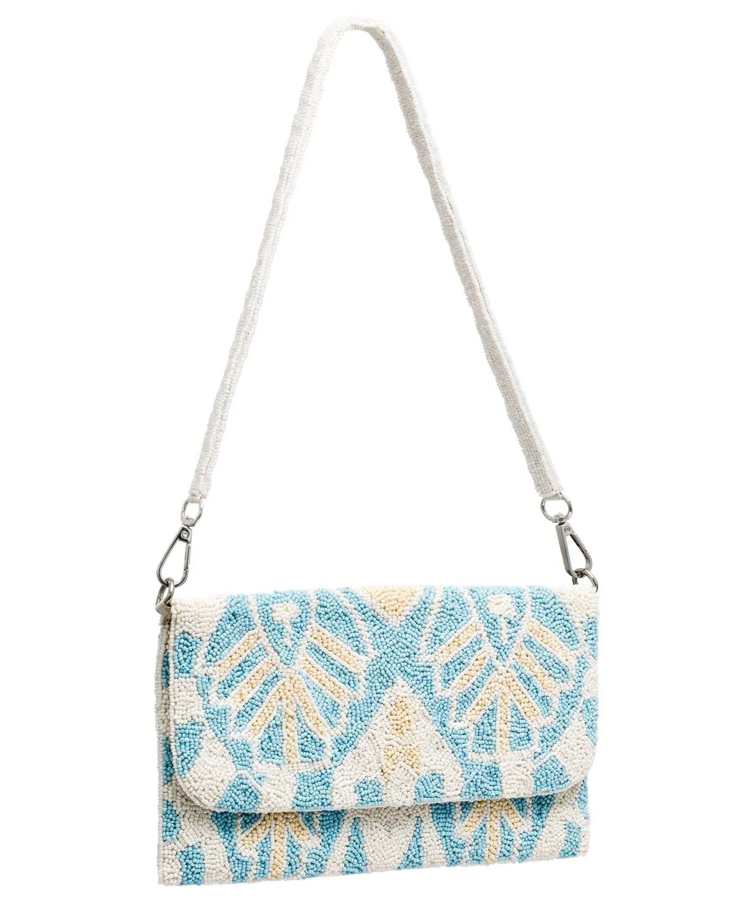 Blue and Ivory Beaded Shoulder Bag