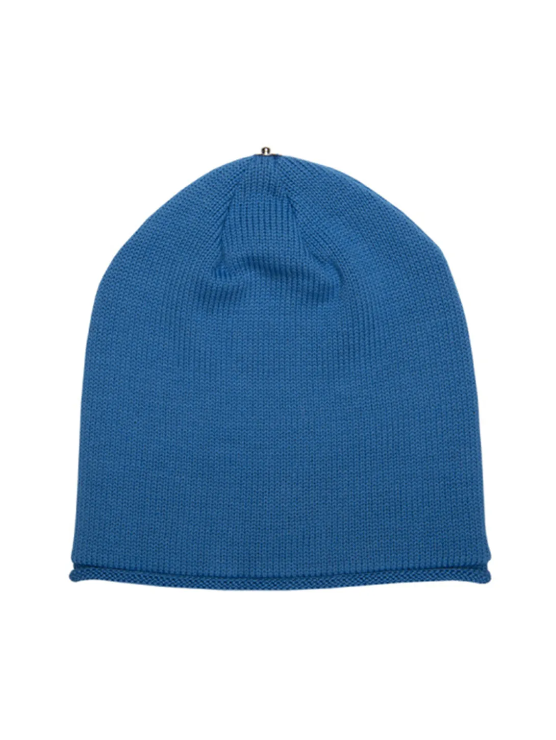 Blue Knit Beanie Hat - Shiny Finish