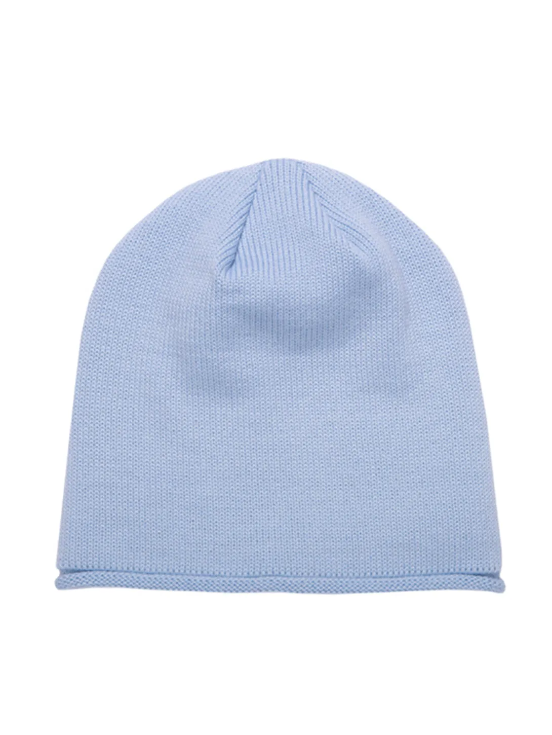 Blue Knit Beanie Hat - Shiny Finish