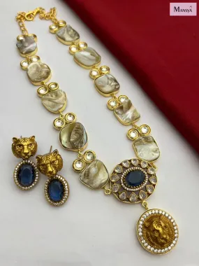 Blue Stone Baroque Necklace Set for Women