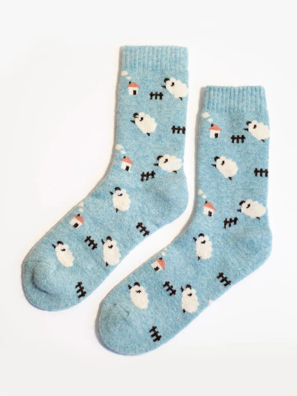 Blue wool blend sheep socks