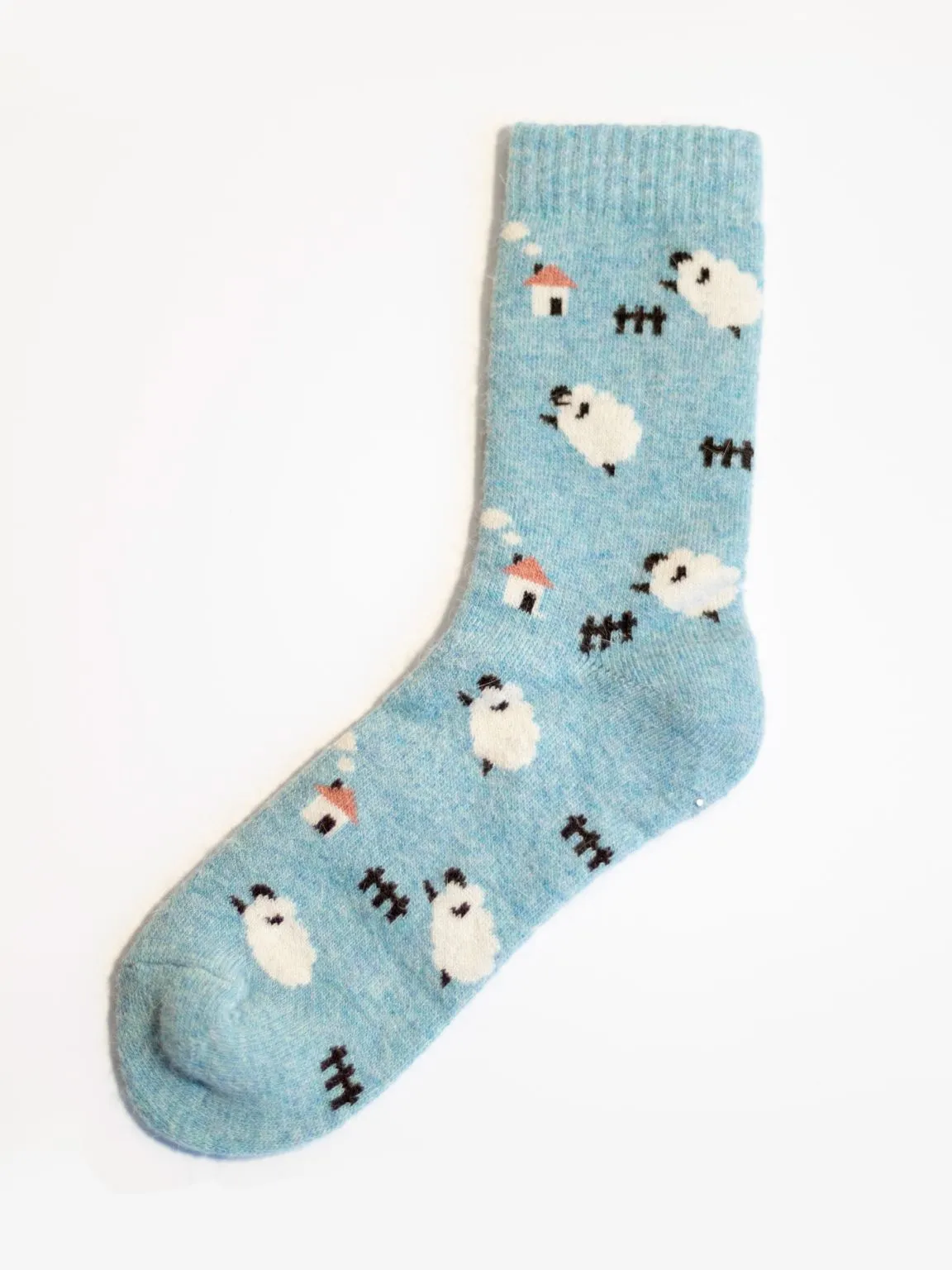 Blue wool blend sheep socks