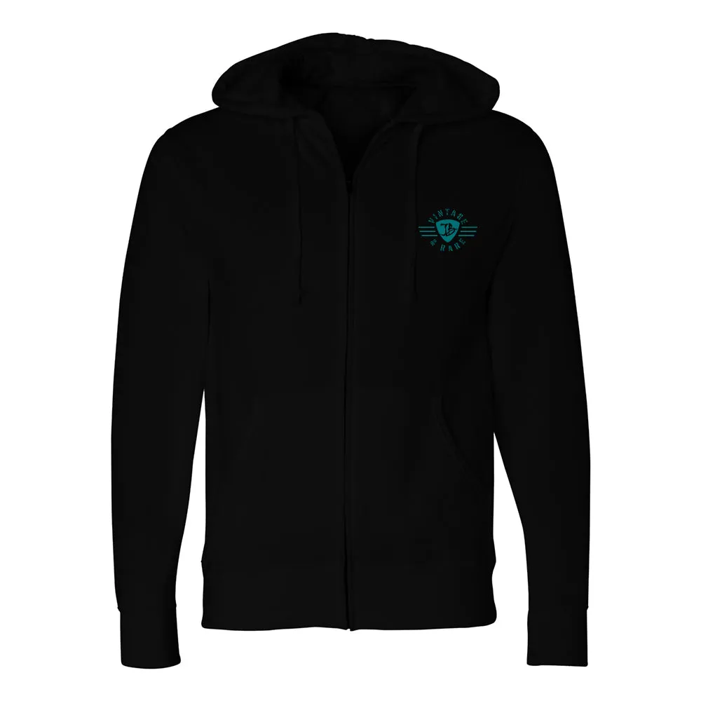 Blues Deco Train Zip-Up Hoodie (Unisex)