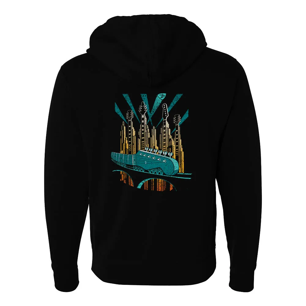 Blues Deco Train Zip-Up Hoodie (Unisex)