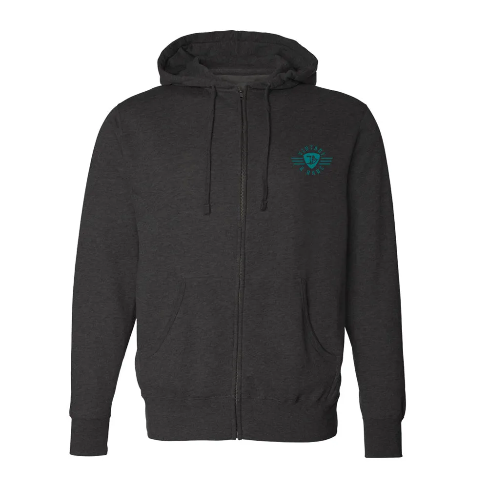 Blues Deco Train Zip-Up Hoodie (Unisex)