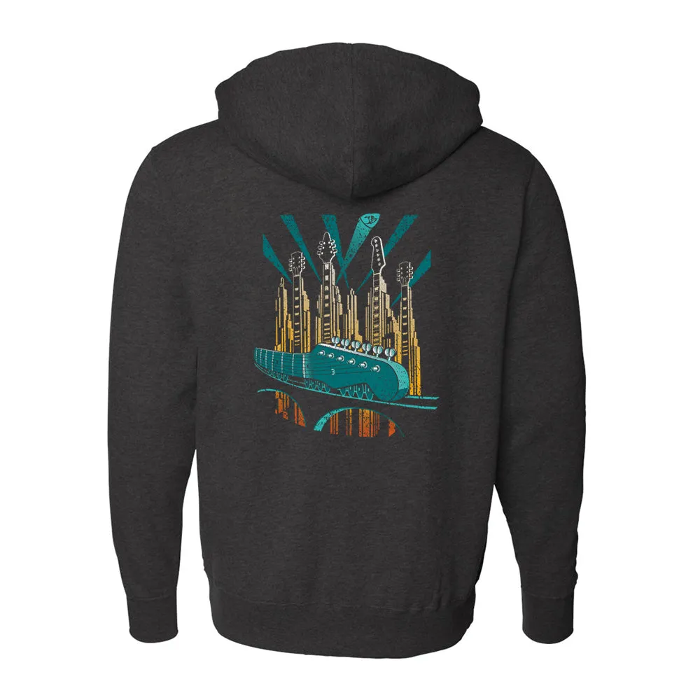 Blues Deco Train Zip-Up Hoodie (Unisex)