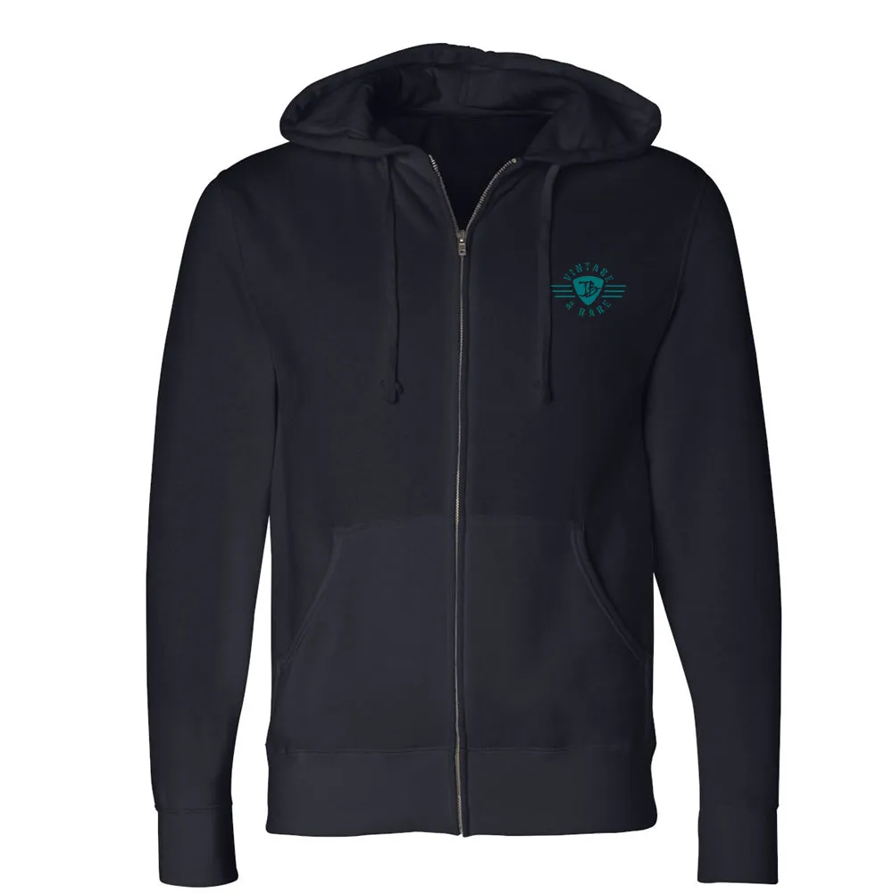 Blues Deco Train Zip-Up Hoodie (Unisex)