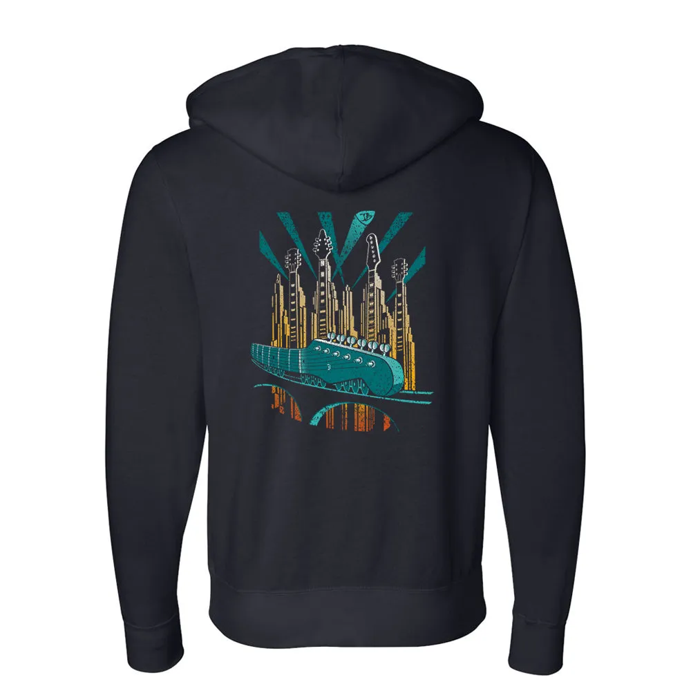 Blues Deco Train Zip-Up Hoodie (Unisex)