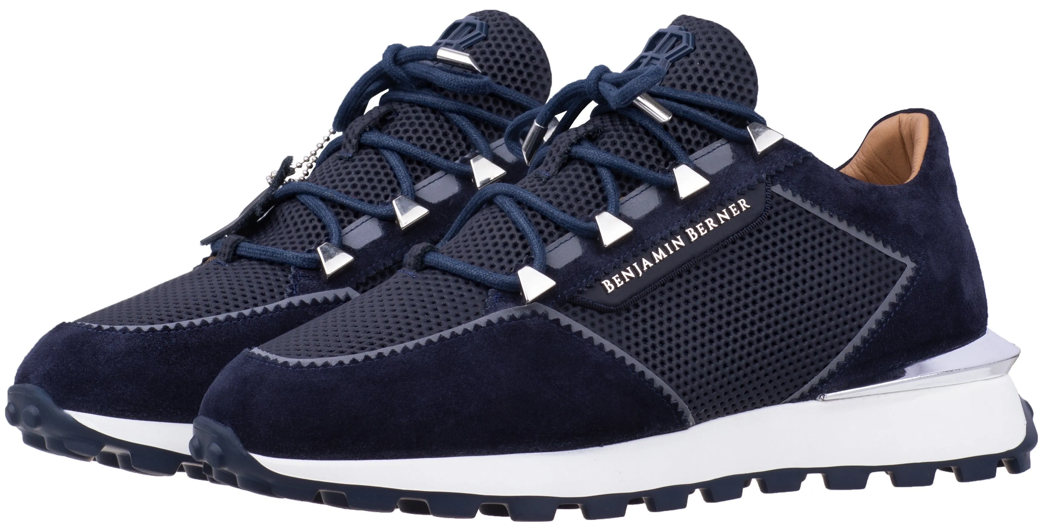 BNJ Navy Blue Matt Octagon Embossed Suede