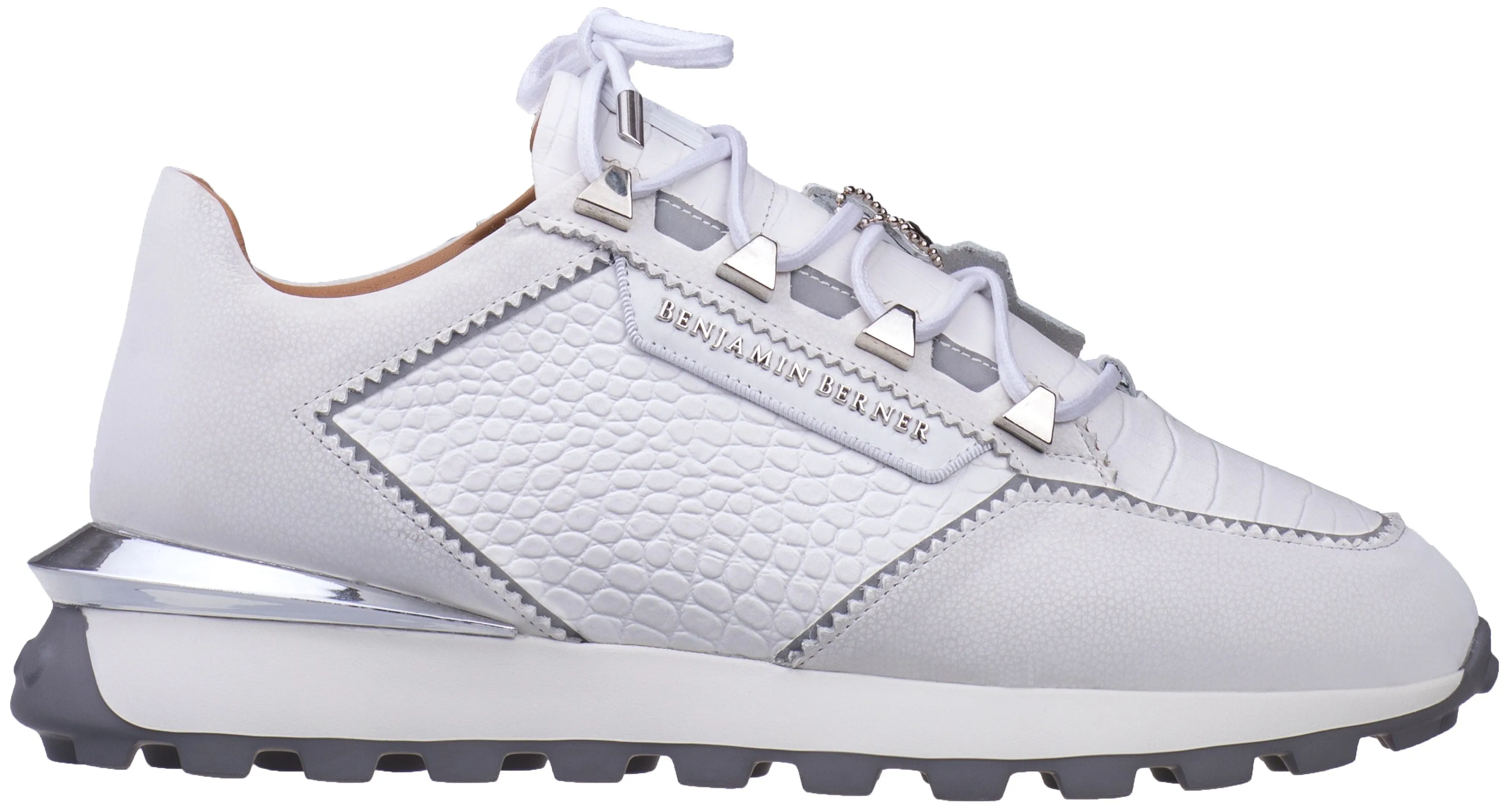 BNJ White Alligator Effect Nappa Leather