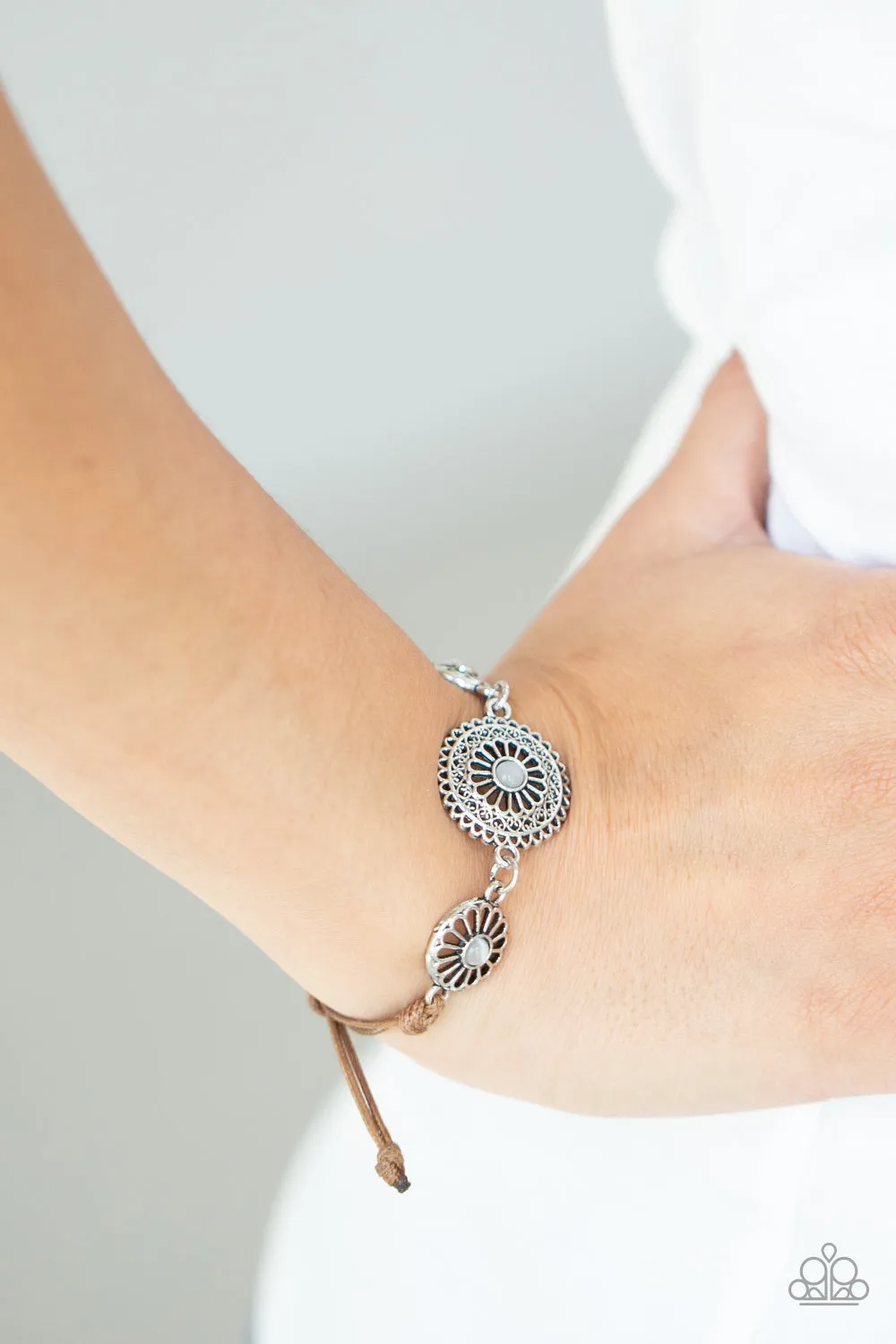 Bohemian Botany - White Bracelet: Floral-inspired, White Bohemian Bracelet