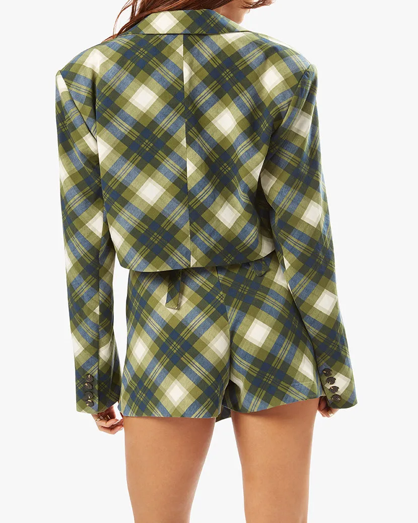 Boxy Cropped Vintage Plaid Blazer | Basil