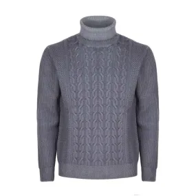 Braided Turtle Neck Sweater - Size Medium - Color: Grey