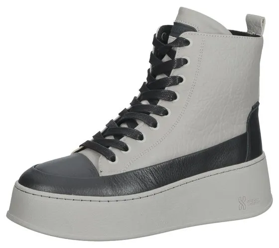 BRONX Damen Echtleder-Sneaker Plateau-Sneaker Schnür-Sneaker 47368-AG 3562 Grau/Schwarz