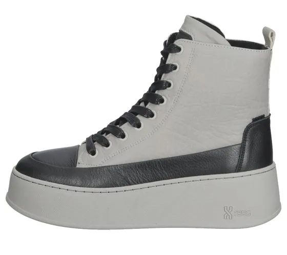 BRONX Damen Echtleder-Sneaker Plateau-Sneaker Schnür-Sneaker 47368-AG 3562 Grau/Schwarz