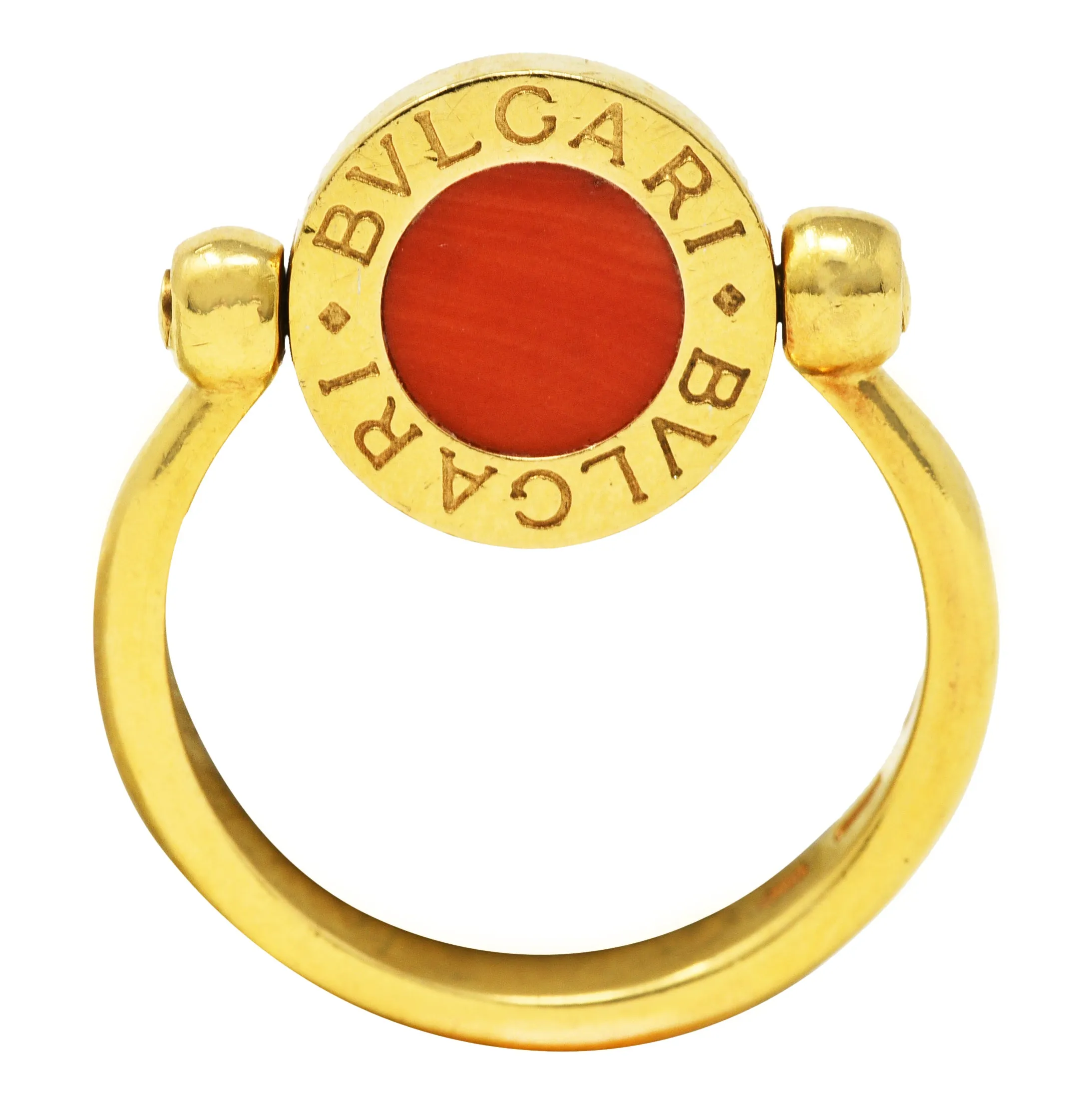 Bulgari Coral Onyx 18 Karat Yellow Gold Flip Band Ring