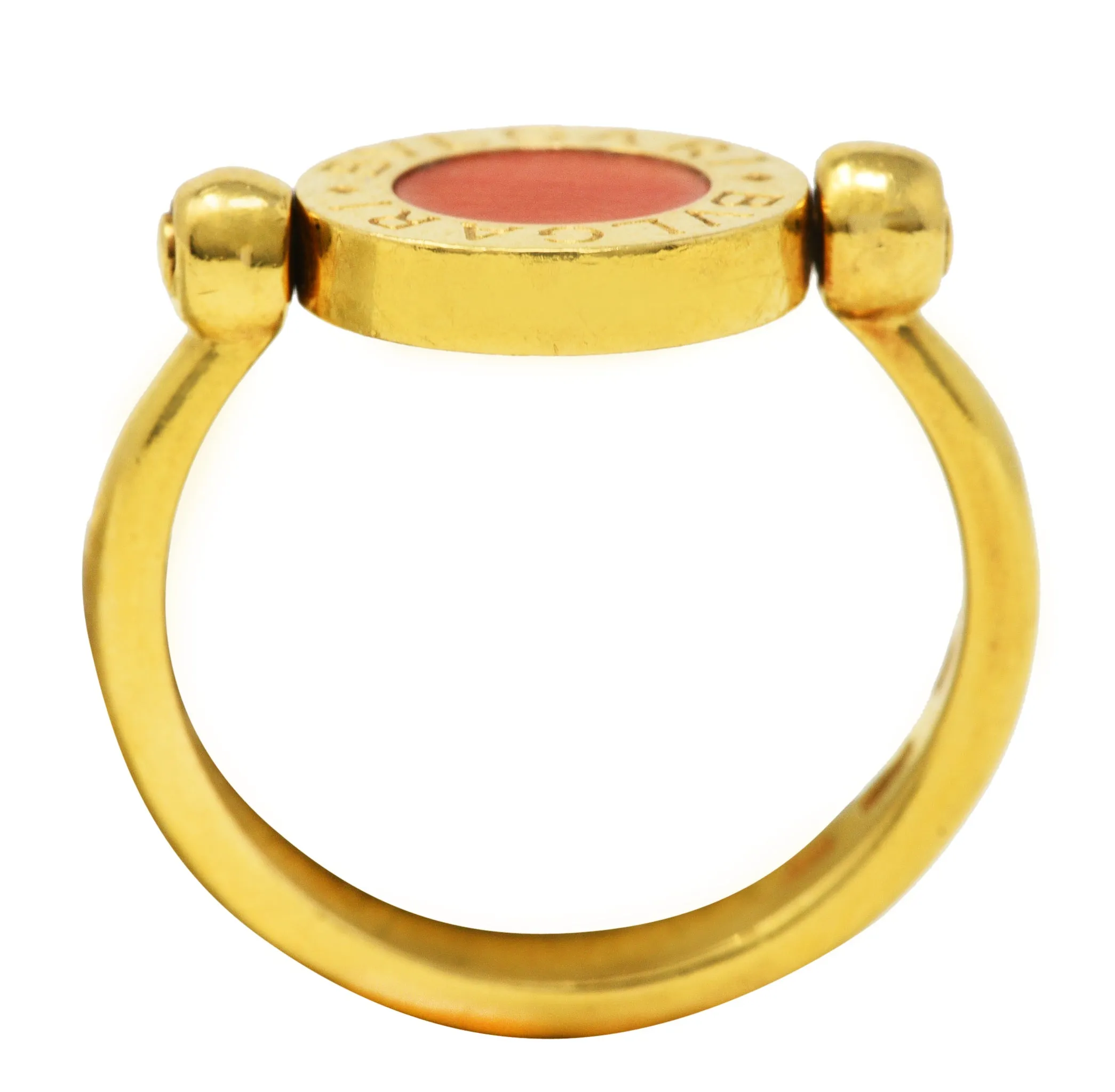 Bulgari Coral Onyx 18 Karat Yellow Gold Flip Band Ring