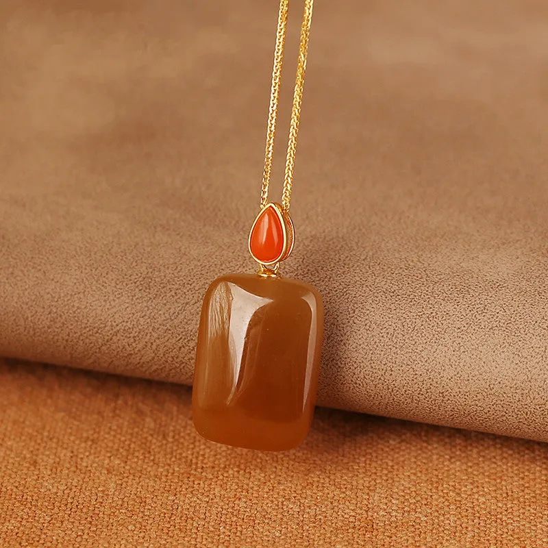 Carnelian Jade Pendant Necklace