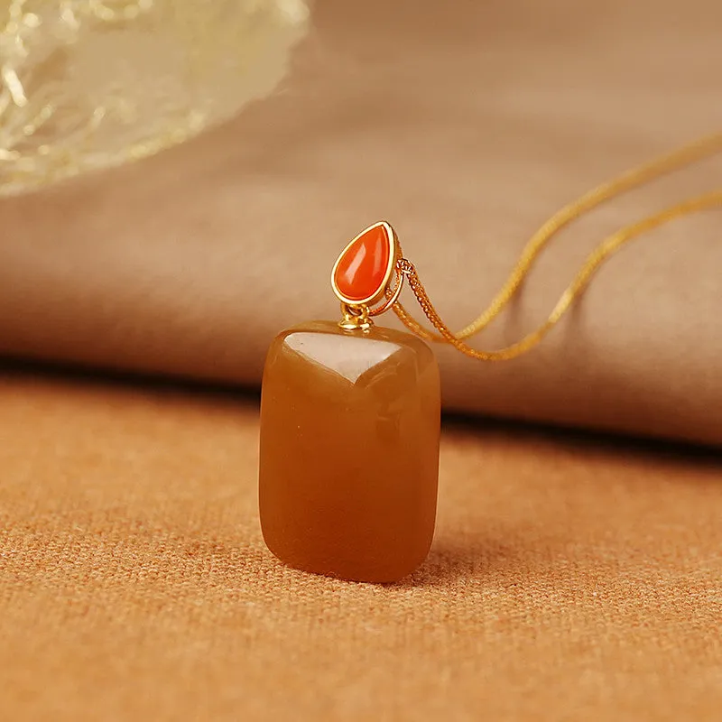 Carnelian Jade Pendant Necklace