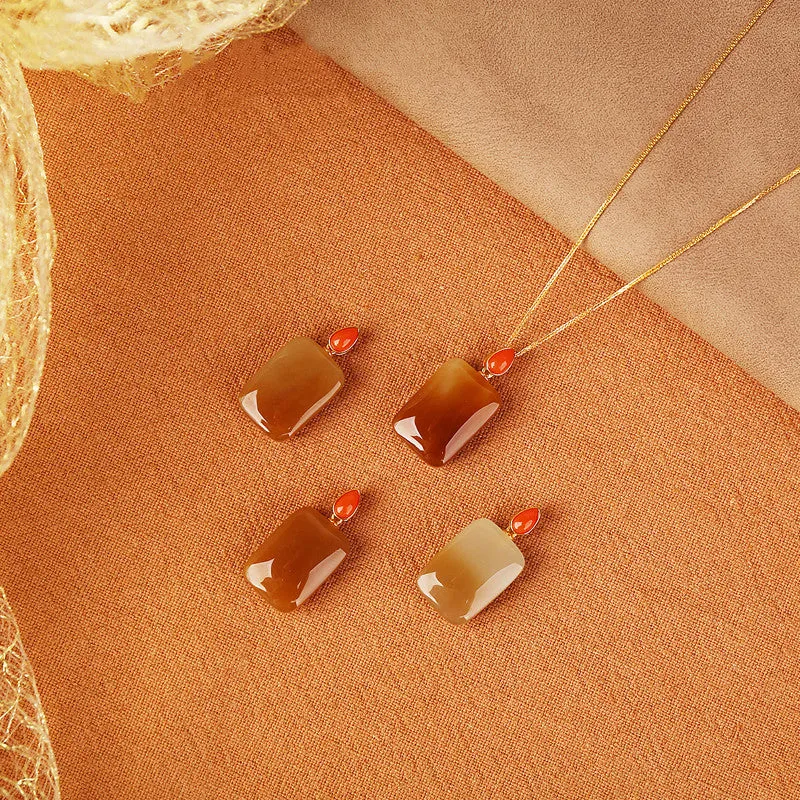 Carnelian Jade Pendant Necklace