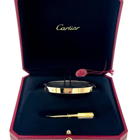 Cartier Love Bracelet in 18kt Yellow Gold with Size 18 and New Lock Mechanism.