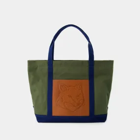 Classic Fox Head Pocket Tote Bag - Maison Kitsune - Canvas - Army Green